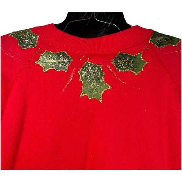 Hanes Her Way Christmas Sweatshirt Pullover Red Vintage Holiday Festive Shirt - Picture 6 of 12